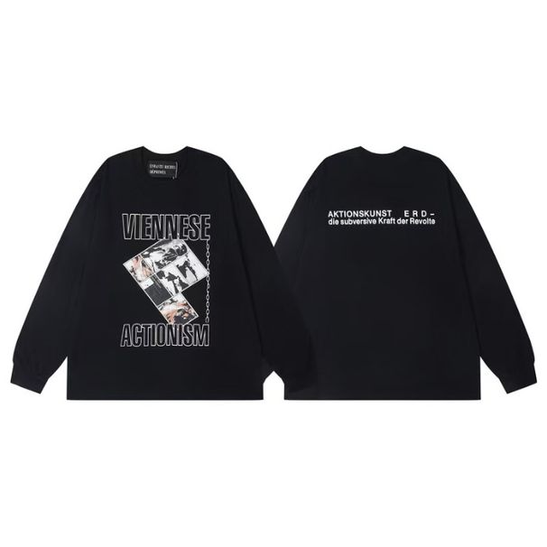 ERD Melancholy Rich Second Generation Slogan Photo Illustration Print High Street Unisex Loose Casual Long Sleeve_viptrois.com