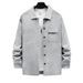 Men's Retro Jacquard Knit Collar Shirt Jacket - Lightweight Casual Blazer For Spring & Autumn (White, Black, Khaki, Light Gray, Iron Gray)_viptrois.com