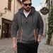 Men's Clothing Zip-Up Hoodie With Jacquard Detailing - Multi-Pocket Streetwear Pullover | Casual Athletic Wear In White/Grey/Black/Khaki/Army Green_viptrois.com