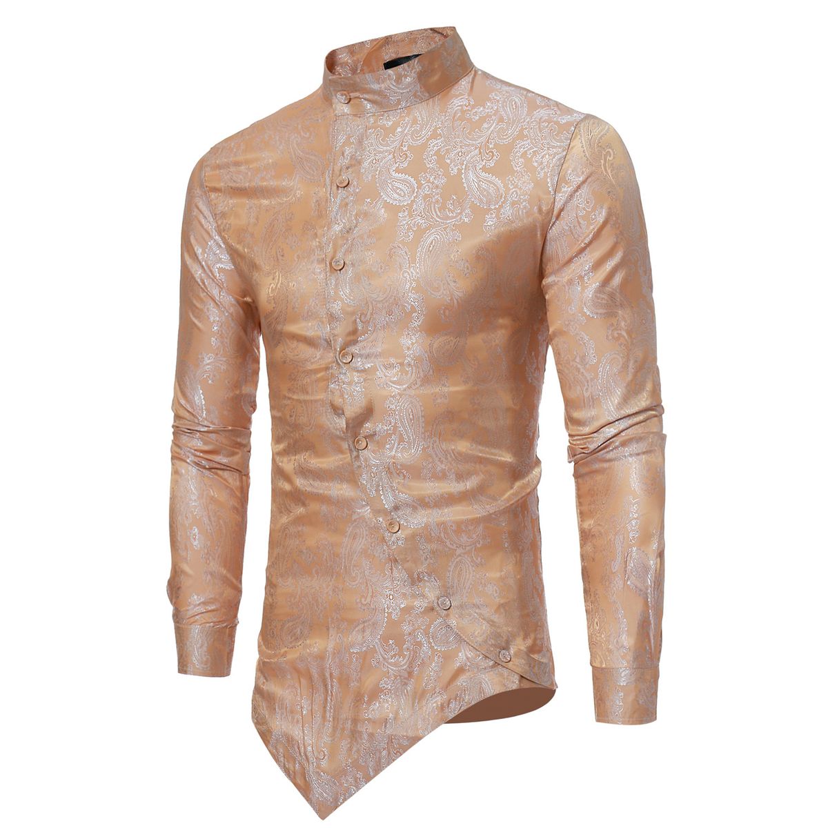 New Personalized Irregular Hem Design For Men's Casual Long Sleeved Dark Patterned Shirt In European Size ZT-CS16_viptrois.com