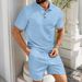 Men's Spring Solid Jacquard Polo Shirt & Shorts Set – Casual Two-Piece Outfit For Urban Comfort_viptrois.com