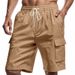 Men's Summer Beach Shorts Style Breathable Linen Loose Fit Multi Pocket Squat Jogging Work_viptrois.com