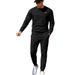 Men's Textured Sweatshirt & Jogger Set - Casual Winter Lounge Wear, Relaxed Fit Two-Piece Outfit With Breathable Fabric_viptrois.com