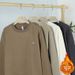 ** Austrian Fleece Waffle Integrated Fleece Sweater Men's Fleece Thickened Crew Neck Thermal Bottoming Shirt **_viptrois.com