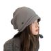 Women's Hats Autumn And Winter Thin Pile Hat Korean Style Fashion Face Small Pullover Knitted Hat Large Head Circumference Retro Cold Hat For Women_viptrois.com