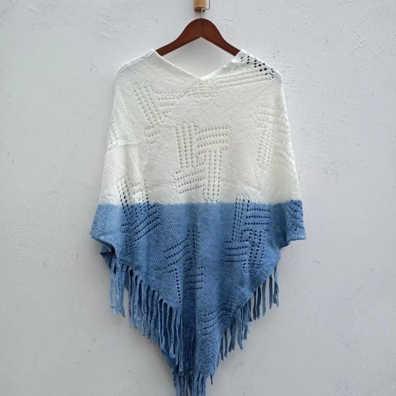 Yunnan Dali Bai Ethnic Knitted Shawl Artistic Warm Blue And White Scarf Casual Comfortable Soft Tie Dye Fabric_viptrois.com