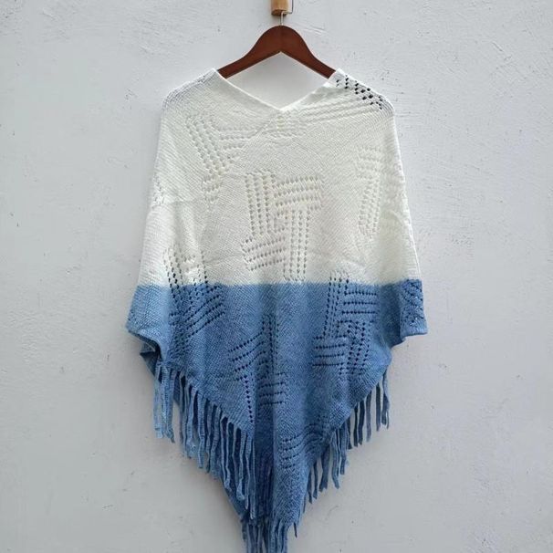 Yunnan Dali Bai Ethnic Knitted Shawl Artistic Warm Blue And White Scarf Casual Comfortable Soft Tie Dye Fabric_viptrois.com