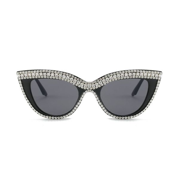 New Cat's Eye Diamond-encrusted Sunglasses Fashionable Personalized Eye Concave Shape Film Glasses Frame Trendy Glasses Glasses_viptrois.com