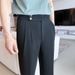 Men's Slim-Fit Cropped Dress Pants, Business Casual, Wrinkle-Free, Straight-Leg, Premium Napoli-Style, Office & Smart Outing (Black/Khaki/Navy)_viptrois.com