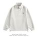 Korean Style Half-Zip Fleece Hoodie – Embroidered Stand Collar Oversized Sweatshirt For Teens (Light Grey/Dark Grey, M-XXXL)_viptrois.com