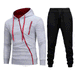 Men's Outdoor Hooded Zip-Up Sweatshirt Set - Lightweight Polyester Pullover With Full-Zip Jacket & Pants, Comfortable Athletic Wear For Running,_viptrois.com
