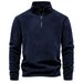 Men's Autumn And Winter New Style Stand Up Collar Half Zip Long Sleeved Sweatshirt Cross Border Trend Leisure Solid Color Men's Polar Fleece Top_viptrois.com