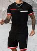 Men's Clothing Fashion Trend Design Short Sleeved T Shirt Shorts Print Suit Two Piece Set_viptrois.com