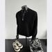 Men’s Half-Zip Padded Shoulder Sweatshirt – Studded Detail Long Sleeve Pullover For Autumn & Winter, Streetwear-Inspired Layering Piece_viptrois.com