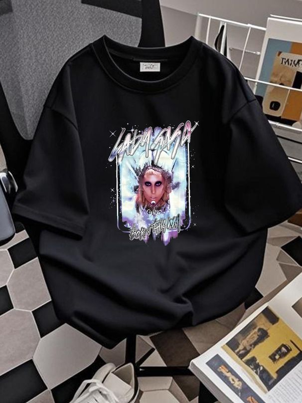 New Lady Gaga Born This Way 2011 Black Men's T-shirt Homme Casual Streetwear Versatile Comfortable Designer Clothes Fashion Summer Soft Stylish_viptrois.com