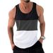 Men's Vest Stitching Contrast Color Sports Fitness Loose Running Vest_viptrois.com