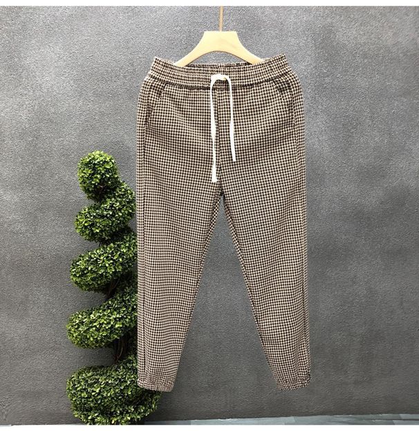 Men's Clothing Handsome Houndstooth Casual Pants Men's Leggings Pants Autumn New Men's Handsome Nine Point Pants_viptrois.com