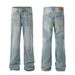 Men's Clothing Street Straight Washed Light Blue Trendy Retro Loose Versatile Denim Casual Pants_viptrois.com