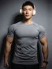 Men's Clothing New Casual Running Sports Fitness Strength Solid Color Training Exercise Quick Drying Stretch Short Sleeved T Shirt_viptrois.com