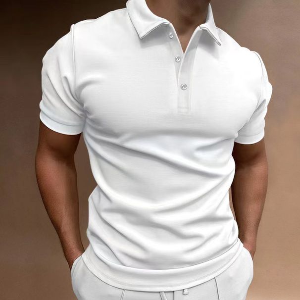 2023 Summer Polo Shirt Solid Color Short Sleeve Turn-down Collar T-shirt Casual Fit Top 4XL Men's Clothing_viptrois.com