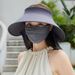 2024 New Sun Hat With Visor, Three-Piece Set, Summer Wide Brim Ice Silk Shawl, Face Mask, Sunshade, UV Protection_viptrois.com