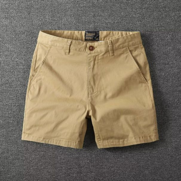Premium Products Workwear Cotton Shorts Summer Men's Slim Fit Solid Color Loose Thin Three Quarter Casual Pants_viptrois.com
