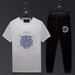 Men's Clothing Fashion brand short sleeved T shirt men's summer trend ice silk large size hot diamond two piece suit sports handsome men's casual suit_viptrois.com