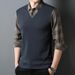 Nordmann Middle-aged Dad Long Sleeve T-shirt Polo Spring And Autumn New Men's Two-piece Striped Top Base Shirt_viptrois.com