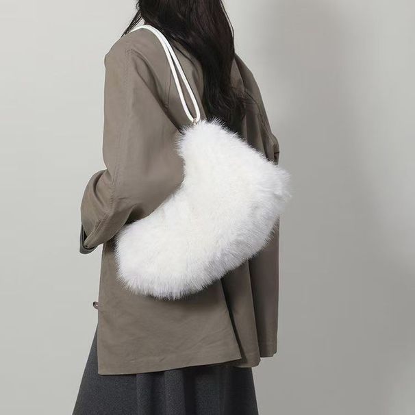 Women's Bags Furry Bag Women Autumn And Winter New Fashion Simple Furry Shoulder Bag Textured Ladies Handbag Tote Bag_viptrois.com