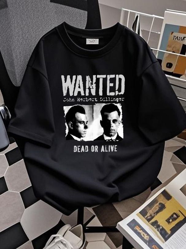 (Officially Licensed) JOHN DILLINGER WANTED MUGSHOT STREETWEAR QUALITY SHIRT Breathable Designer Clothes Stretched Graphic Streetwear Versatile_viptrois.com