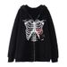 2022 Dark Skull Skeleton Unisex Hoodie Gothic Couple Harajuku Oversized Zipper Sweatshirt_viptrois.com