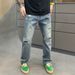 Men's Clothing Men's Straight Leg Jeans Distressed Splatter Painted Design Style Fashionable Casual Trousers Spring Trend_viptrois.com