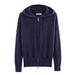 Retro Zip-Up Hooded Sweater – Polyester Knit Cardigan With Stand Collar (Navy) – Unisex Lightweight Layering Piece For Autumn_viptrois.com