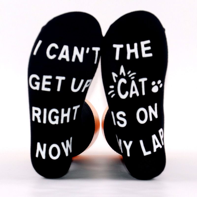 Mid-tube socks animal series casual cotton socks sole letter non-slip adhesive floor socks_viptrois.com
