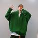 Loom Autumn Winter Trendy Stand Collar Loose Drop Shoulder Lazy Style Zipper Knitted Sweater Cardigan Student Couple Casual_viptrois.com