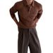 Men's Korean Style Polo Collar Knit Sweater – Slim Fit Long Sleeve Pullover (M-3XL, White/Black/Dark Brown)_viptrois.com