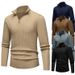 Men's Semi-Zip Knit Sweater Stand Collar Slim Fit Pullover Breathable Polyester Winter Casual Sweater For Business Travel_viptrois.com