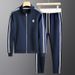 Men's Clothing Autumn Men's Blue Casual Sports Suit Men's Two Piece Suit Fashion Trend Side Stripes Couple Wear_viptrois.com