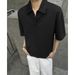 Men's Clothing Polo Short Sleeved Men's Summer Heavy Loose Lapel Teenagers' Short Sleeved Tops For Men_viptrois.com