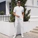 2 Piece Men's Lapel Zipper Short Sleeved Trousers Casual Sports Suit Fashion Polo Shirt_viptrois.com