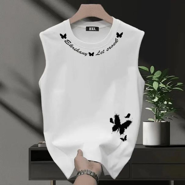 American Trend Heavy Cotton Vest Versatile Niche Loose Breathable Sports Fitness Top Men's Sleeveless T-shirt_viptrois.com