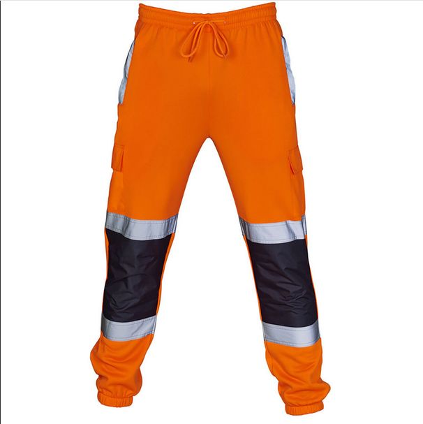 Men's Clothing Autumn And Winter New Men's Casual Pants Stitching Silver Reflective Strip Cuff Overalls_viptrois.com