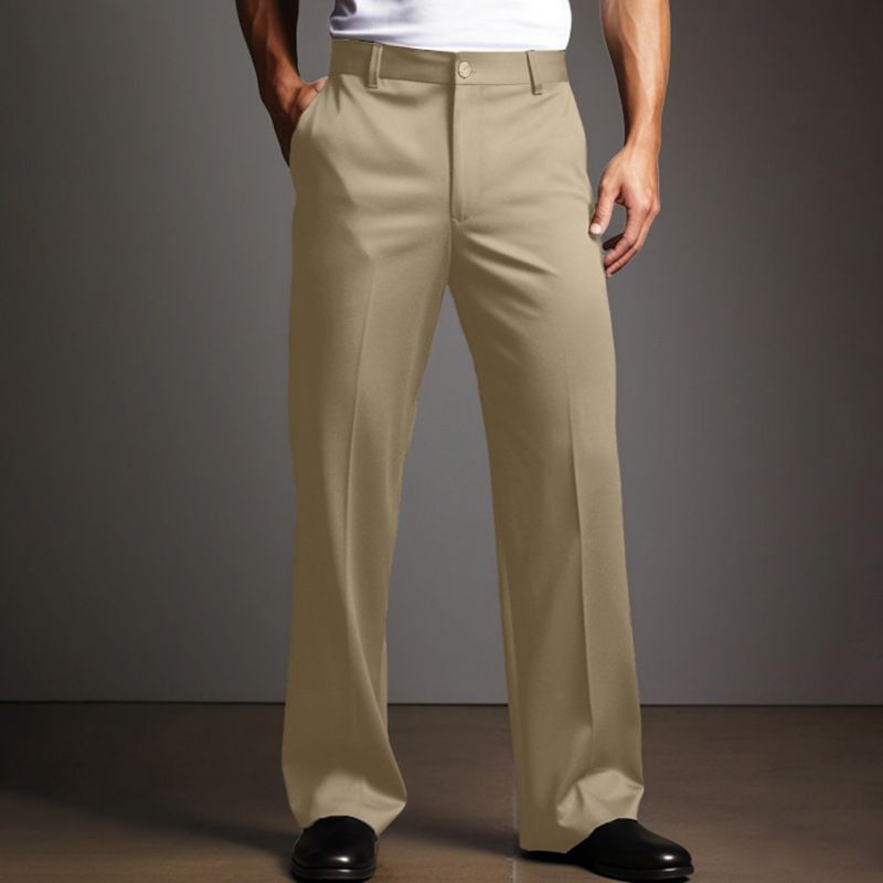 Men's Classic Dress Trousers For Business & Daily Wear | Straight Leg Formal Pants With Front Button & Pockets_viptrois.com