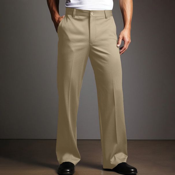 Men's Classic Dress Trousers For Business & Daily Wear | Straight Leg Formal Pants With Front Button & Pockets_viptrois.com