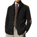 "Men's Slim Fit PU-Trimmed Knit Cardigan – Long Sleeve Lapel Collar Sweater Jacket For Winter (Gray/Black/Navy/Green/Khaki/Olive)"_viptrois.com