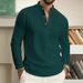 Men's Waffle-Knit Stand Collar Polo Shirt – Breathable Button-Up Long Sleeve (S-XXXL, 6 Colors)_viptrois.com