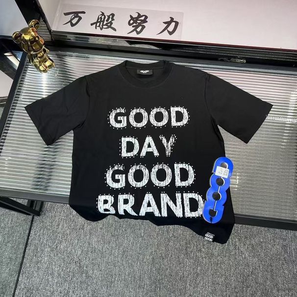 2026 Summer New Letter Print Casual Trendy Brand Pure Cotton Short Sleeve Round Neck Loose Fit Unisex T-Shirt Top_viptrois.com