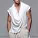 Men's Clothing Swing Collar Halter Neck Leisure Sports Solid Color Vest_viptrois.com