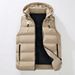 Men's Winter Hooded Vest - Thickened Cotton, Sleeveless, Stylish & Warm For Casual Wear_viptrois.com