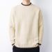 Color Blocked Sweater For Warmth, New Round Neck Knitted Sweater With Thick Fleece And A Base Layer Of Thread_viptrois.com